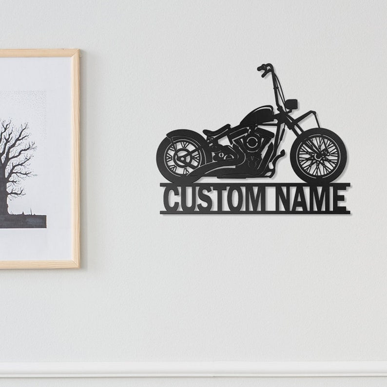 Custom Motorcycle Sign, Motorbike Motorcycle Metal Wall Art, Personalized Biker Name Sign, Housewarming Gift For Biker, Father's Day gift