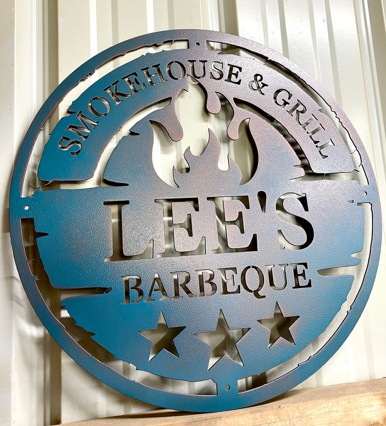 Personalized Metal Grilling Sign - Metal Grill Sign - Metal BBQ Smoker and Grill Sign - Grilling Gift for Dad, Grandpa, Papa - Barbeque Sign