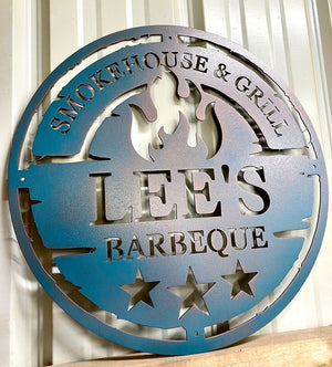 Personalized Metal Grilling Sign - Metal Grill Sign - Metal BBQ Smoker and Grill Sign - Grilling Gift for Dad, Grandpa, Papa - Barbeque Sign