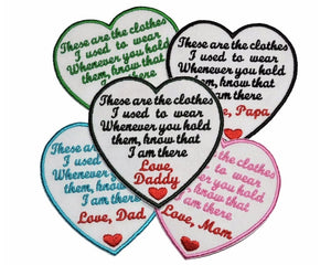 There Are The Clothes I Used To Wear, Personalized Heart Embroidered Memorial Patch, Patch For Memory Cushions, Memory Pillows