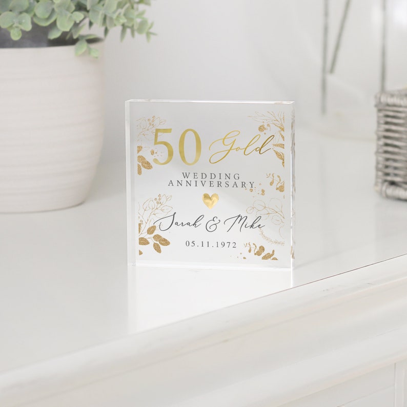 Personalised Golden 50th Anniversary Gift, Golden Anniversary Gift, Gifts For Husband, Anniversary Keepsake Gift, 50th Anniversary Plaque