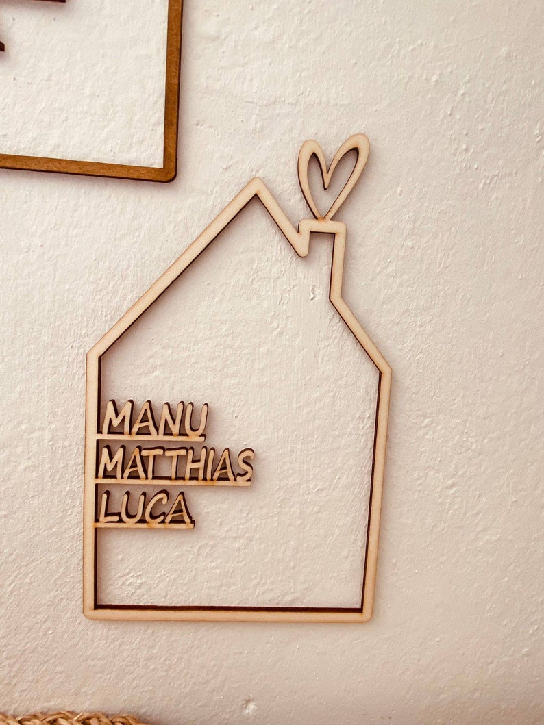 House with name, wooden house personalized, wood personalized decoration wall housewarming gift, door sign family, birthday gift wedding