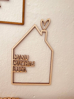 House with name, wooden house personalized, wood personalized decoration wall housewarming gift, door sign family, birthday gift wedding