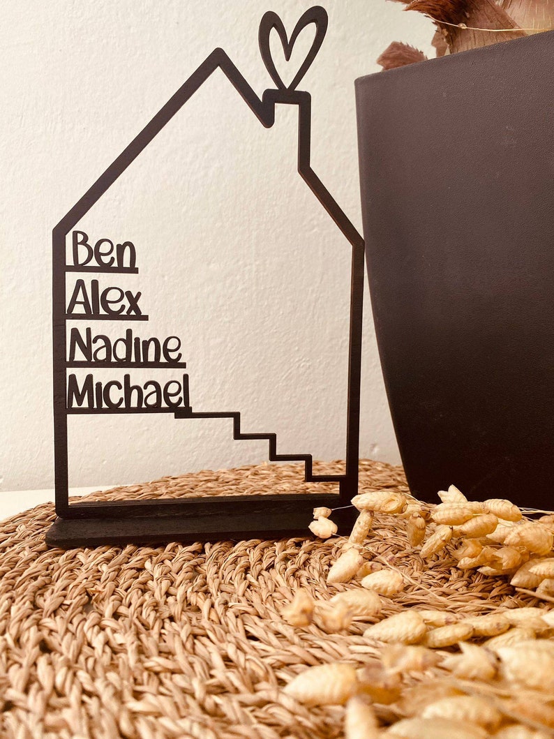 House with name, wooden house personalized, wood personalized decoration wall housewarming gift, door sign family, birthday gift wedding