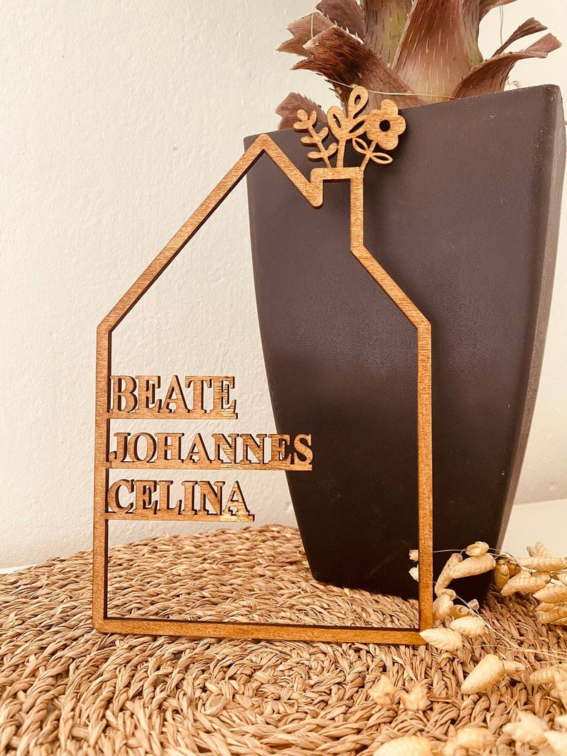 House with name, wooden house personalized, wood personalized decoration wall housewarming gift, door sign family, birthday gift wedding
