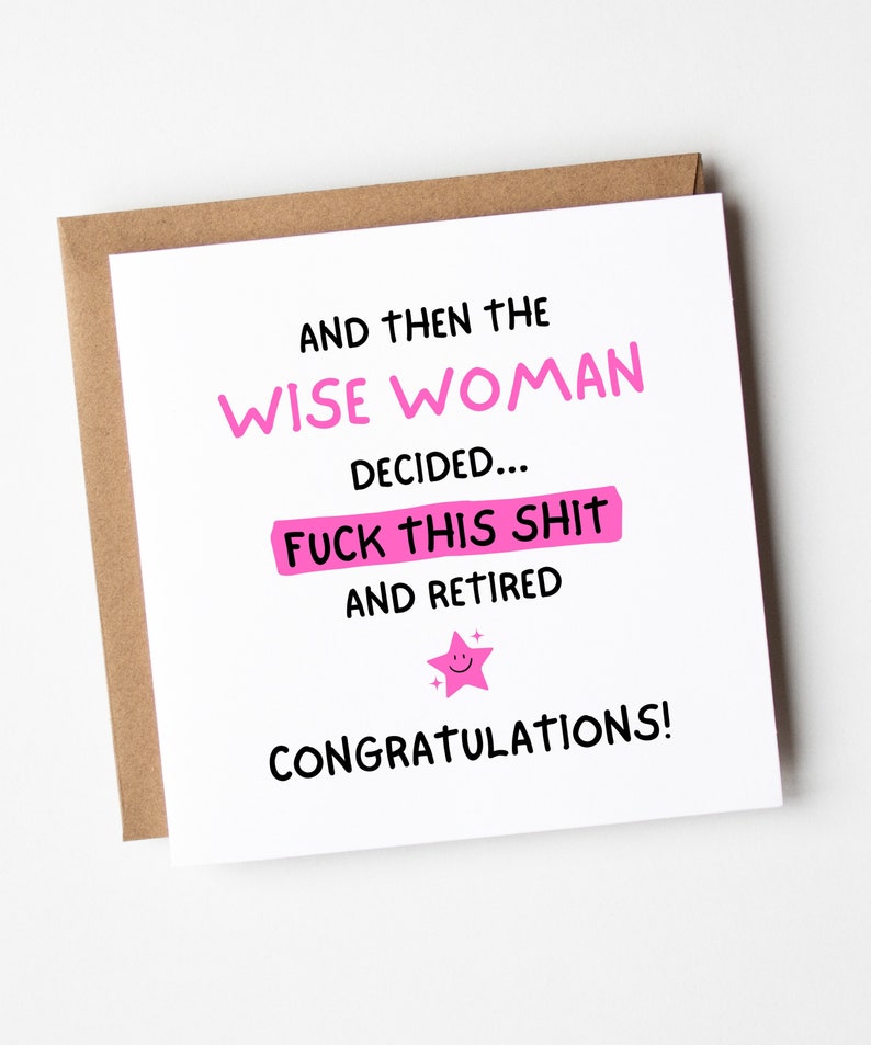 Retirement Card For Women, The Wise Woman Retired Congratulations Card, Funny Retirement Card, Colleague Leaving Work Card