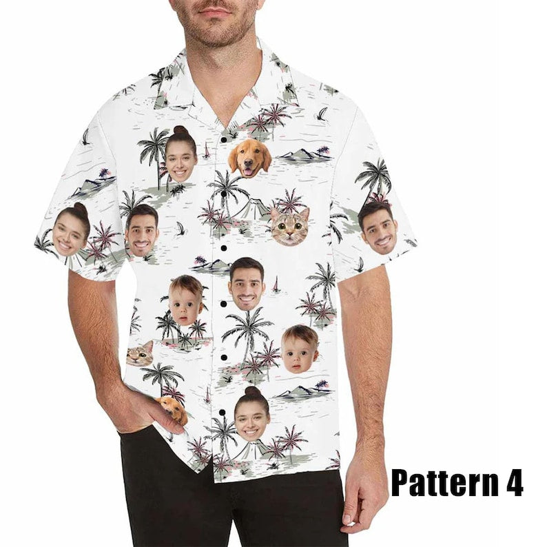 Custom Face Hawaiian Shirt, Personalized Hawaii Shirt with Any Images, Button Downs Shirt for Men, Gift for father
