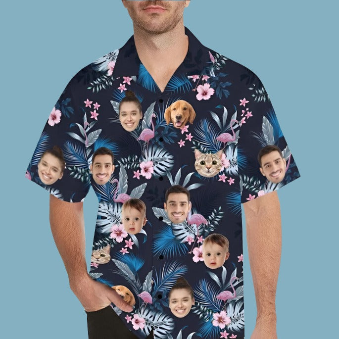Custom Face Hawaiian Shirt, Personalized Hawaii Shirt with Any Images, Button Downs Shirt for Men, Gift for father