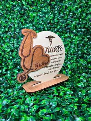 Personalized Nurse Plaque with Stethoscope Design - Custom Name Sign for Healthcare Workers - Nurse Appreciation Gift - Unique Nursing Decor