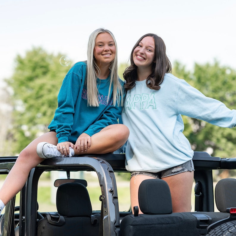 Groovy Wavy Greek Embroidered Sorority Crewneck Sweatshirt / Crew Neck Sweatshirt / Big Little Sweatshirts il_794xN.3990353329_4sqf.jpg