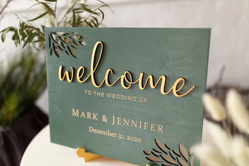 Custom Wooden Wedding Welcome Sign: Rustic Engagement Party Decor