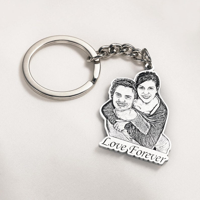 Sliver Pet Portrait Keychain,Personalized Pet Dog Memorial Keyring,Photo keychain,Custom Lover Gift,Pet Memorial Gift,Dog Keychain