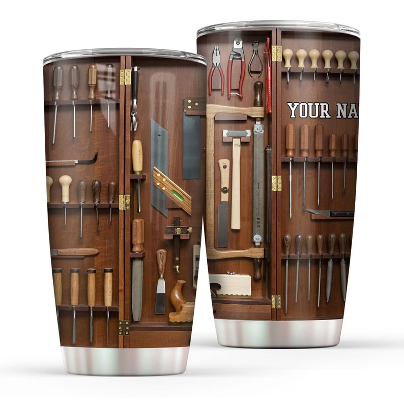 Personalized Wooden Tools Tumbler, Construction Tumbler, Carpenter Tumbler, Carpenter Travel Mug, Woodworker Tumbler, Gift For Carpenter