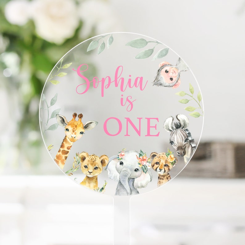 Birthday Cake Topper, First Birthday Cake Topper, Kids Birthday Cake Topper, Safari Animals Cake Topper, 1st Birthday Cake Decorations