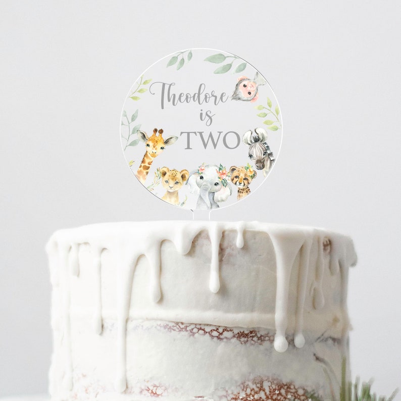 Birthday Cake Topper, First Birthday Cake Topper, Kids Birthday Cake Topper, Safari Animals Cake Topper, 1st Birthday Cake Decorations