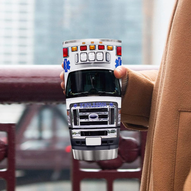 Personalized Ambulance Tumbler, Ambulance Driver Tumbler, Paramedic Tumbler Coffee Travel Mug, EMS Cup, Ambulance Driver Appreciation Gift