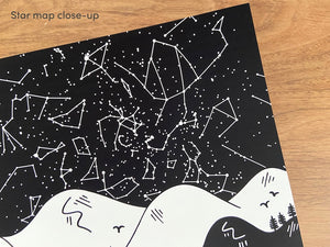 Personalised Star Map First Date Print, The Night You Became My, Illustrated Night We Met, Unframed