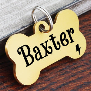 Dog Name Tag, Bone Dog Tag Personalized for Dogs, Engraved Dog Tag, Personalized Dog Tag, New Puppy Gifts, Rose Gold Black Silver Dog Tag