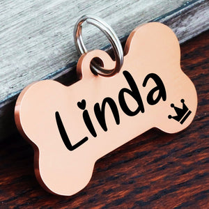 Dog Name Tag, Bone Dog Tag Personalized for Dogs, Engraved Dog Tag, Personalized Dog Tag, New Puppy Gifts, Rose Gold Black Silver Dog Tag
