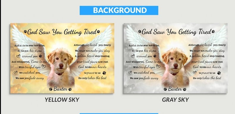 Angel Pet with Wings God Saw You Getting Tired , dog memorial portrait, pet memorial gift personalized keepsake, memorial painting for loss of dog remembrance wall art il_794xN.4011922568_hlz3.jpg