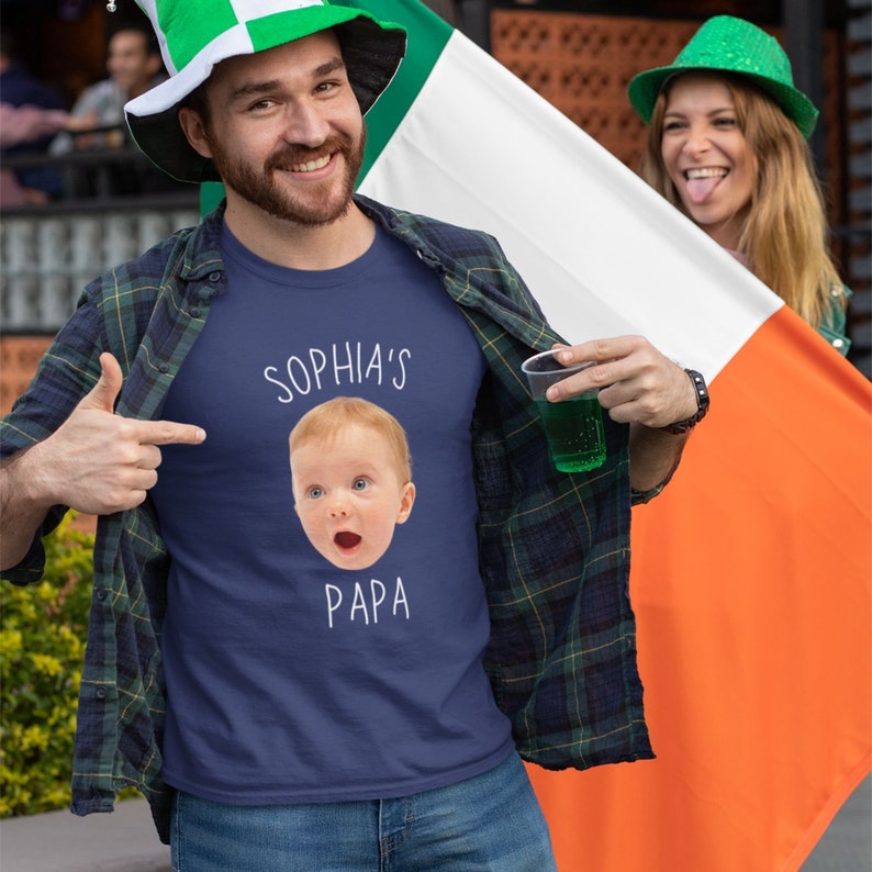 Custom Dad Shirt with Baby Face, Personalize Child Photo Shirt for Dad, New Dad Shirt, Fathers Day Gift, Mothers Day Gift, Fathers Day Shirt