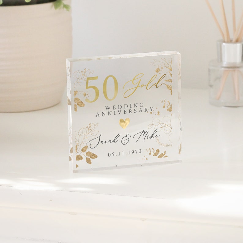 Personalised Golden 50th Anniversary Gift, Golden Anniversary Gift, Gifts For Husband, Anniversary Keepsake Gift, 50th Anniversary Plaque
