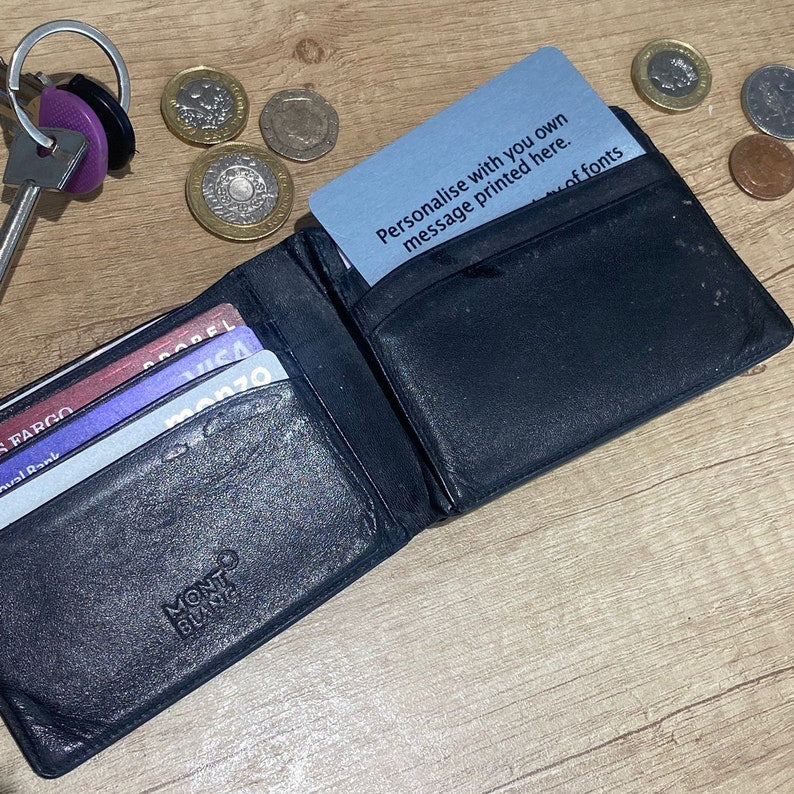 Personalised Metal Wallet Card - Add any text custom card - Keepsake Gift For Him, Boyfriend, Husband, Valentines, Anniversary - own text