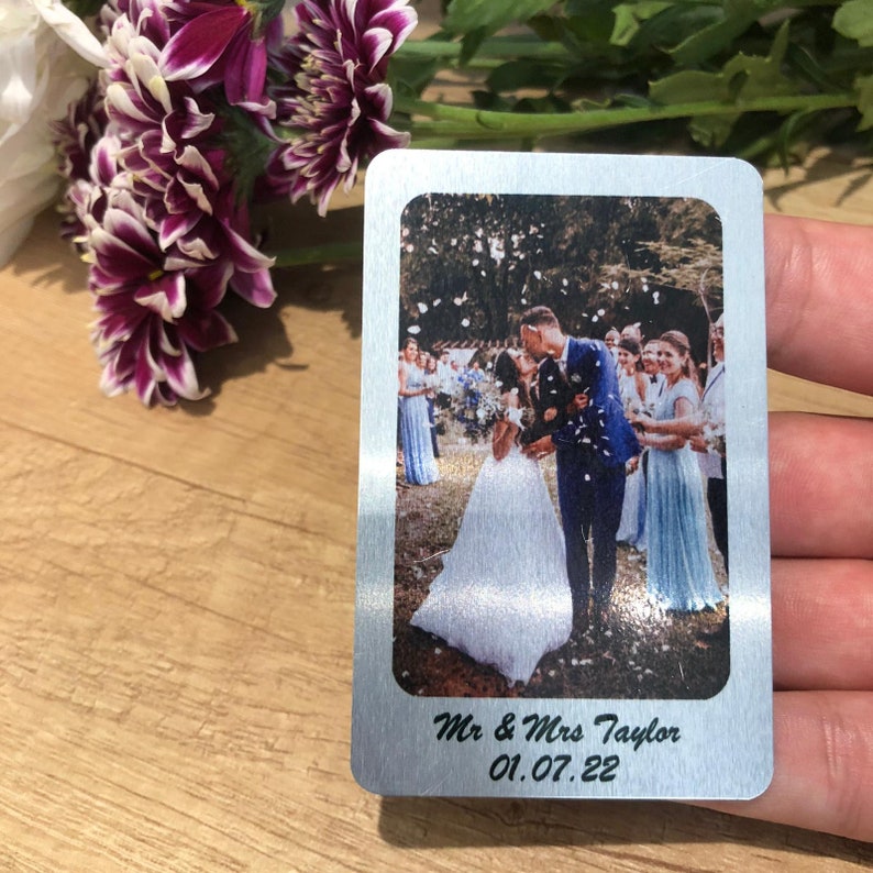 Aluminium Personalised Photo Wallet Purse Card, Metal Keepsake Gift for Grandparents, Husband, Wife Dad, Mum, Friend Custom Wallet Card