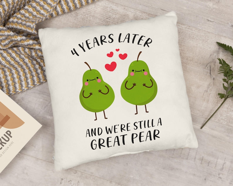 4th Wedding Anniversary Gift for Husband Wife Couple, Great Pear Throw Pillow Cover, 4 Year Anniversary Gift for Boyfriend Girlfriend