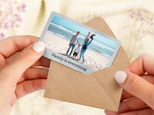 Aluminium Personalised Photo Wallet Purse Card, Metal Keepsake Gift for Grandparents, Husband, Wife Dad, Mum, Friend Custom Wallet Card