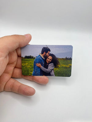 Aluminium Personalised Photo Wallet Purse Card, Metal Keepsake Gift for Grandparents, Husband, Wife Dad, Mum, Friend Custom Wallet Card
