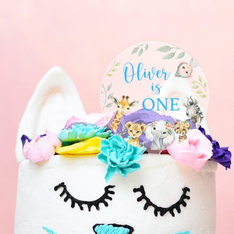 Birthday Cake Topper, First Birthday Cake Topper, Kids Birthday Cake Topper, Safari Animals Cake Topper, 1st Birthday Cake Decorations