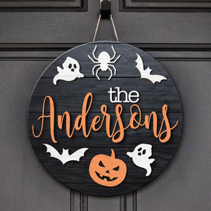 Halloween Door Hanger, 3D Custom Halloween Sign, Family Name Sign, Halloween Decor, Fall Decor, Fall Front Door Sign, Halloween Gift