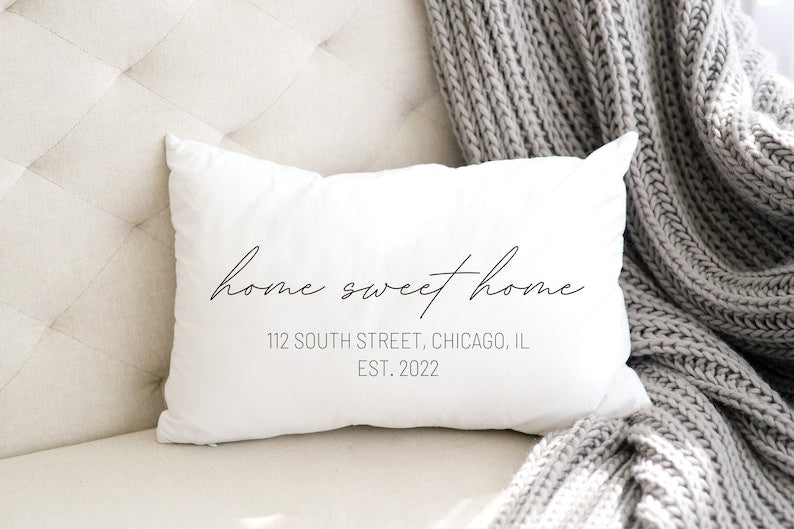 Address Housewarming Gift - New Farmhouse Pillow - Couple First Home Gift - Rustic Housewarming - Custom Address Decor - New Home Pillow