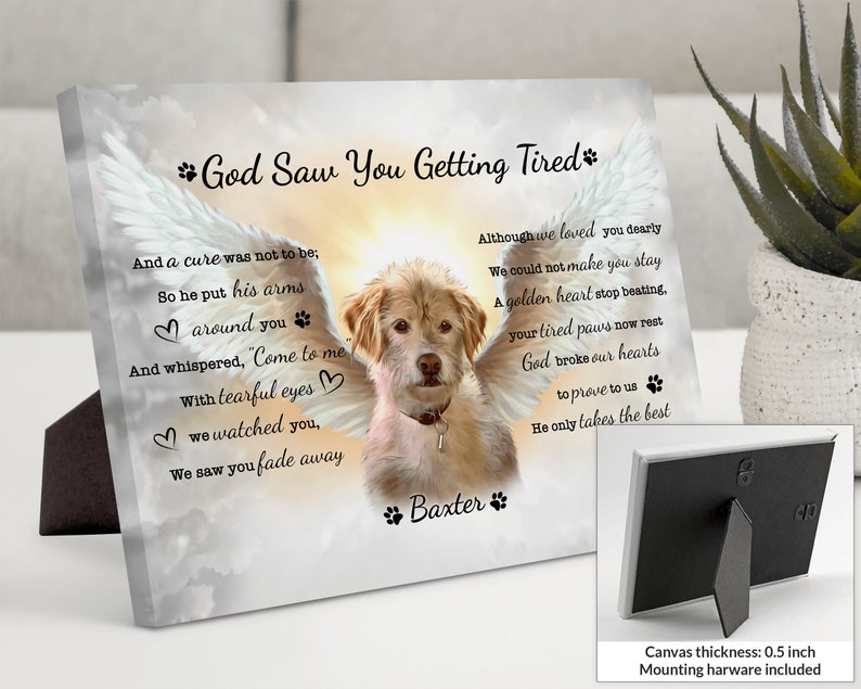 Angel Pet with Wings God Saw You Getting Tired , dog memorial portrait, pet memorial gift personalized keepsake, memorial painting for loss of dog remembrance wall art il_794xN.4059567459_5tj2.jpg