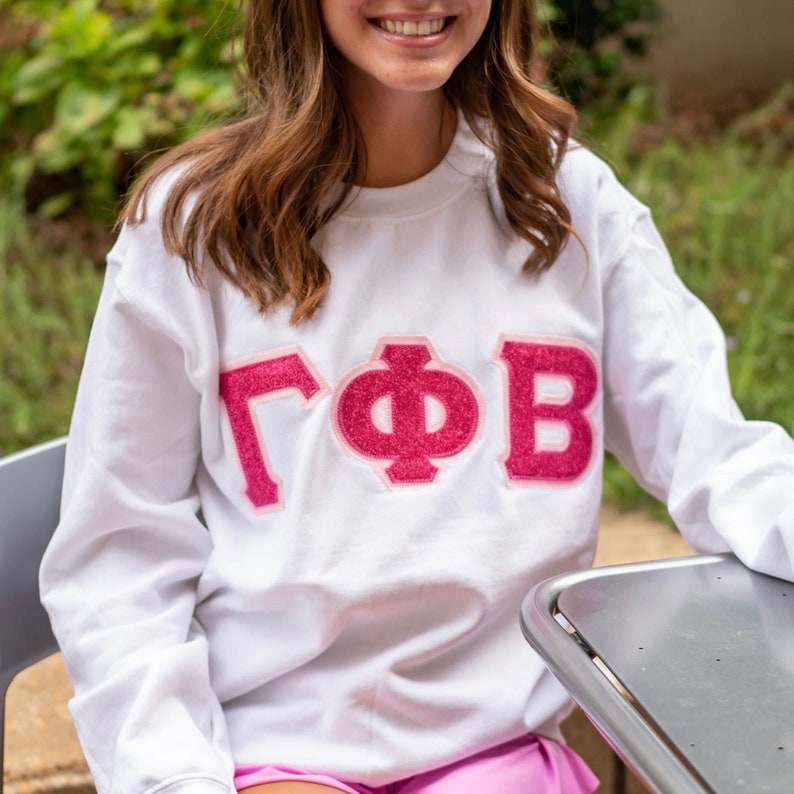 Glitter Sorority Chapter Greek Letter Stitched Sweatshirt / Gildan Crew Neck Sweatshirt / Big Little Family Letter Sweatshirts il_794xN.4074798666_gy0g.jpg