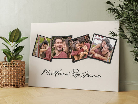 Custom Couple Photo Collage with Any Text, Personalized Picture Compilation Print, Editable Wedding Poster, Unique First Anniversary Gift