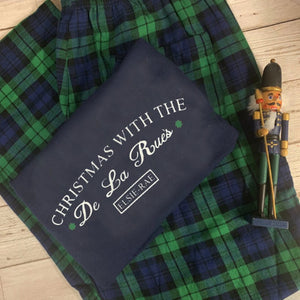 Matching Family Personalised Christmas PJs Tartan Py jamas- STAR Design - Mens XXL - Xmas pjs Pyjamas Navy family Sets