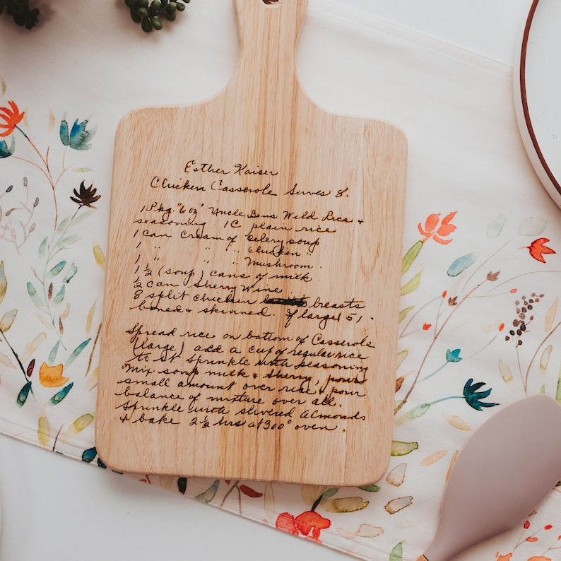 Handwritten Recipe Cutting Board, Wooden Boards With Handwriting, Christmas Gift, Engraved Cutting Board, Custom Cutting Board, Recipe Gift