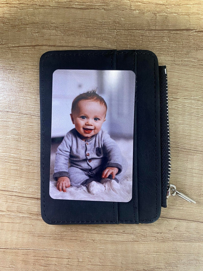 Aluminium Personalised Photo Wallet Purse Card, Metal Keepsake Gift for Grandparents, Husband, Wife Dad, Mum, Friend Custom Wallet Card