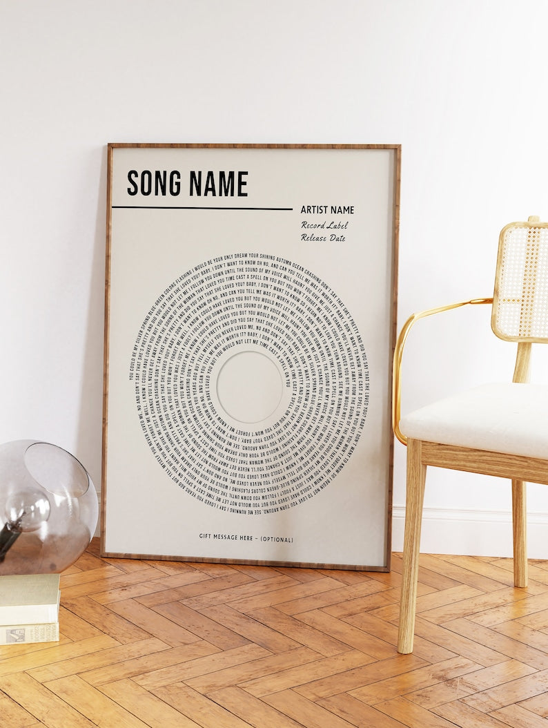Custom Vinyl Lyrics Print, Personalised Music Poster, Customizable Music Gift, Anniversary Gift, Music Gift, Wedding Song Dance Canvas