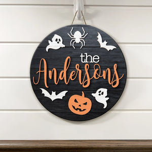 Halloween Door Hanger, 3D Custom Halloween Sign, Family Name Sign, Halloween Decor, Fall Decor, Fall Front Door Sign, Halloween Gift