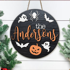 Halloween Door Hanger, 3D Custom Halloween Sign, Family Name Sign, Halloween Decor, Fall Decor, Fall Front Door Sign, Halloween Gift