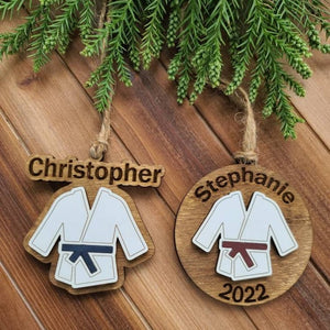 Karate gift, personalized Karate ornament, Martial Arts Christmas ornament, belt ranking gift