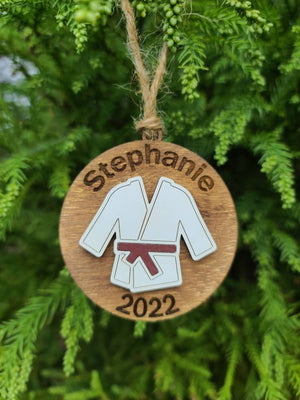 Karate gift, personalized Karate ornament, Martial Arts Christmas ornament, belt ranking gift