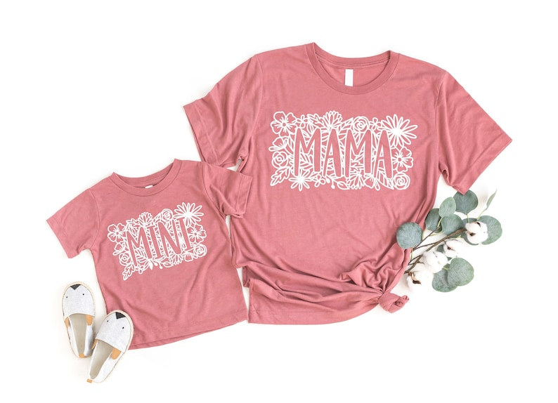 Mommy & Me Matching Floral Garden Shirts, Mama Mini Matching Outfit for Mothers Day and Mom Gift