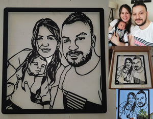 Metal Family Portrait from Photo, Couples Portrait, Immortalize the Moment, Anniversary Gift For Parent, Laser Cut Metal Sign, Handmade Gift