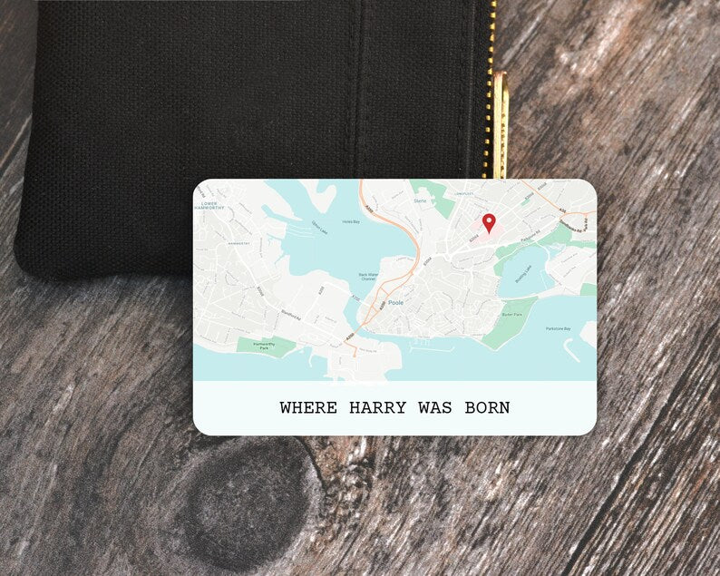 Personalised Map Wallet Card, Custom Metal Wallet Insert, Valentine's Day Gift for Boyfriend Girlfriend, Anniversary Gift for Husband Wife