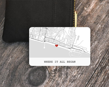 Personalised Map Wallet Card, Custom Metal Wallet Insert, Valentine's Day Gift for Boyfriend Girlfriend, Anniversary Gift for Husband Wife