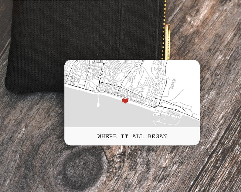 Personalised Map Wallet Card, Custom Metal Wallet Insert, Valentine's Day Gift for Boyfriend Girlfriend, Anniversary Gift for Husband Wife